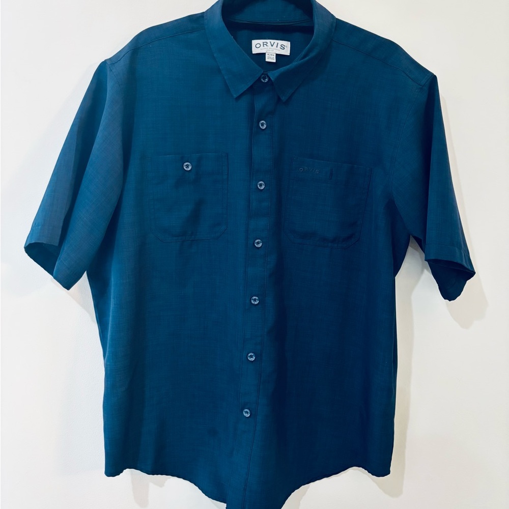Orvis Men's Teal Button Down Shirt